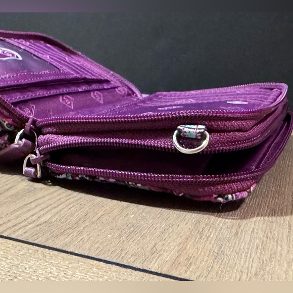 Vera Bradley Purple Floral Patterned Tri Fold Zippered Wallet : Clean - Picture 10 of 12